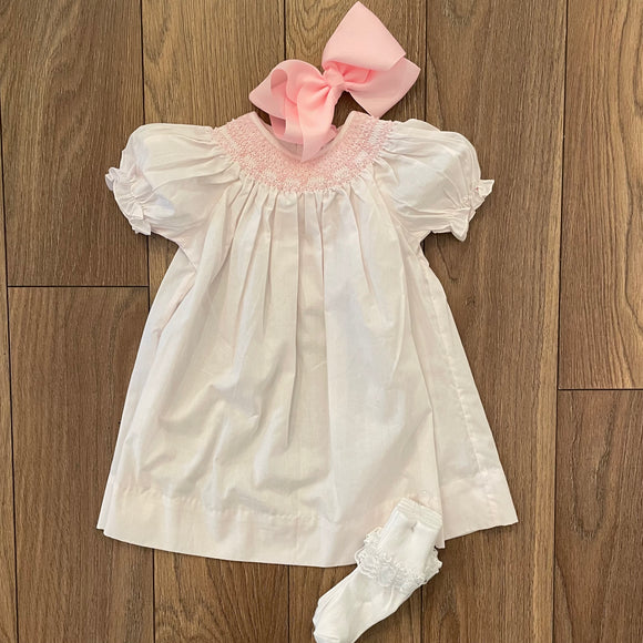 SMOCKED BISHOP DRESS SOFT PINK – Orient Expressed