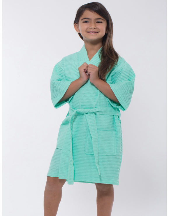 MONOGRAM KIDS WAFFLE ROBE MINT
