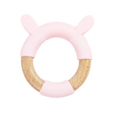 Pink Rabbit Silicone + Wood Teether
