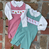 SMOCKED SANTA WITH GIFTS 2PC LONGALL