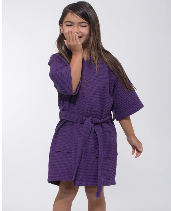 MONOGRAM KIDS WAFFLE ROBE NAVY