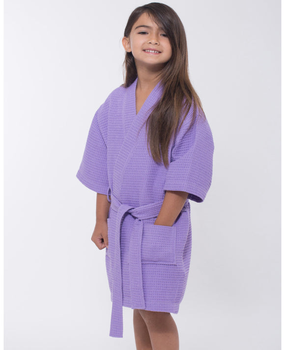 MONOGRAM KIDS WAFFLE ROBE LAVENDER