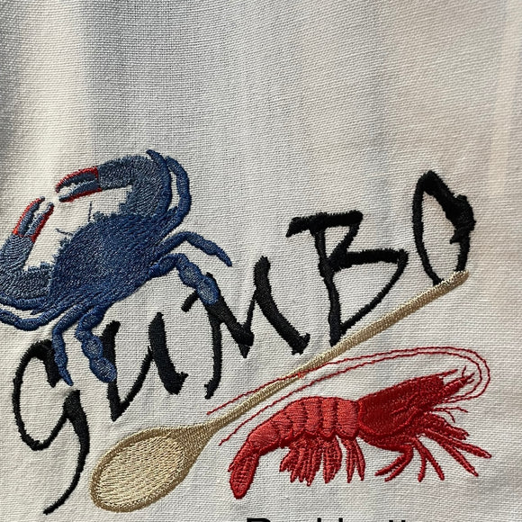 EMBROIDERED GUMBO KITCHEN TOWEL