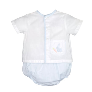 BABY BOY DIAPER SET EMBROIDERED BUNNY