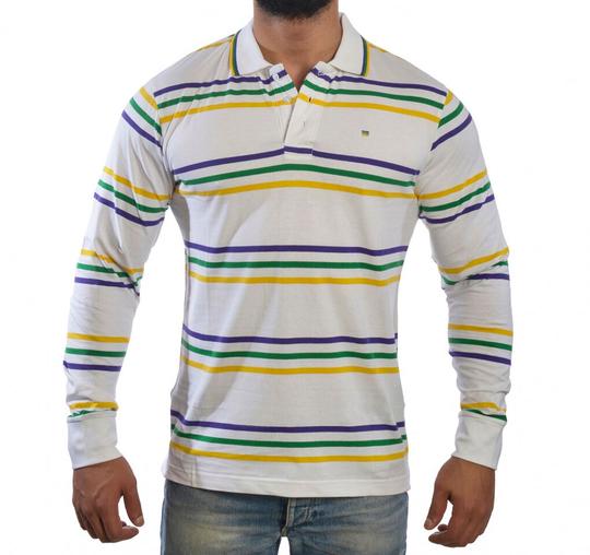 MARDI GRAS STRIPE ADULT L/S RUGBY