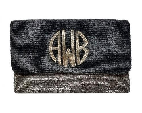 MONOGRAM CUSTOM BEADED CLUTCH HALF FLAP Orient Expressed
