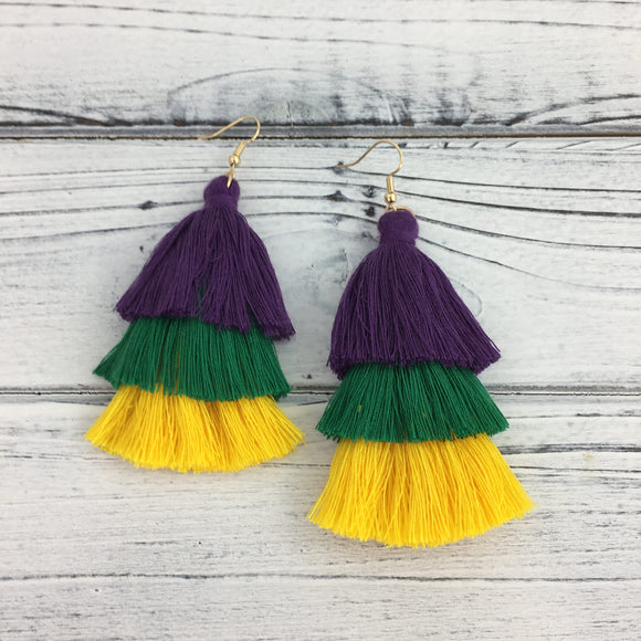 EARRINGS MARDI GRAS TASSELS
