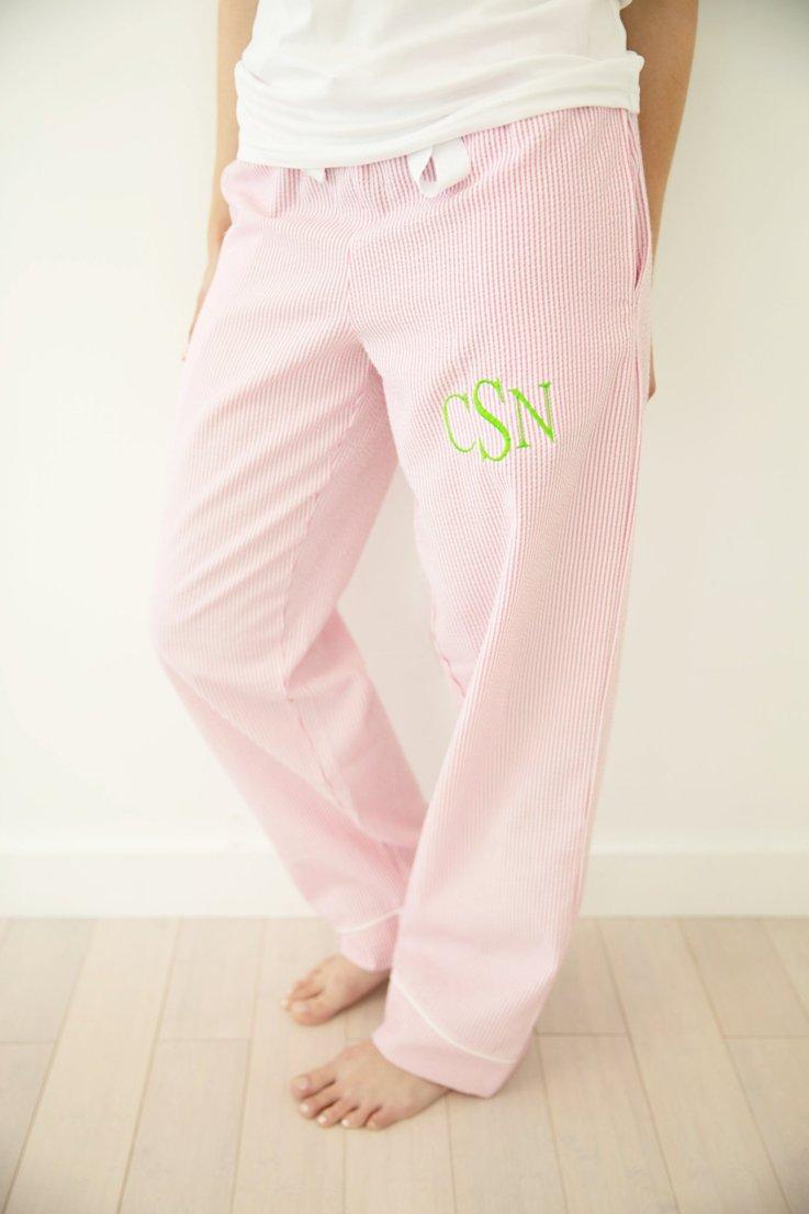 Monogram Pajama Pants Pajama Pants Seersucker Pants Lounge 