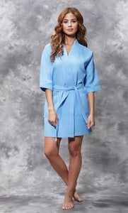 MONOGRAM WAFFLE KIMONO SERENITY  LT BLUE ROBE