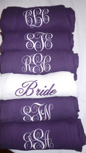 MONOGRAM WAFFLE KIMONO PURPLE ROBE