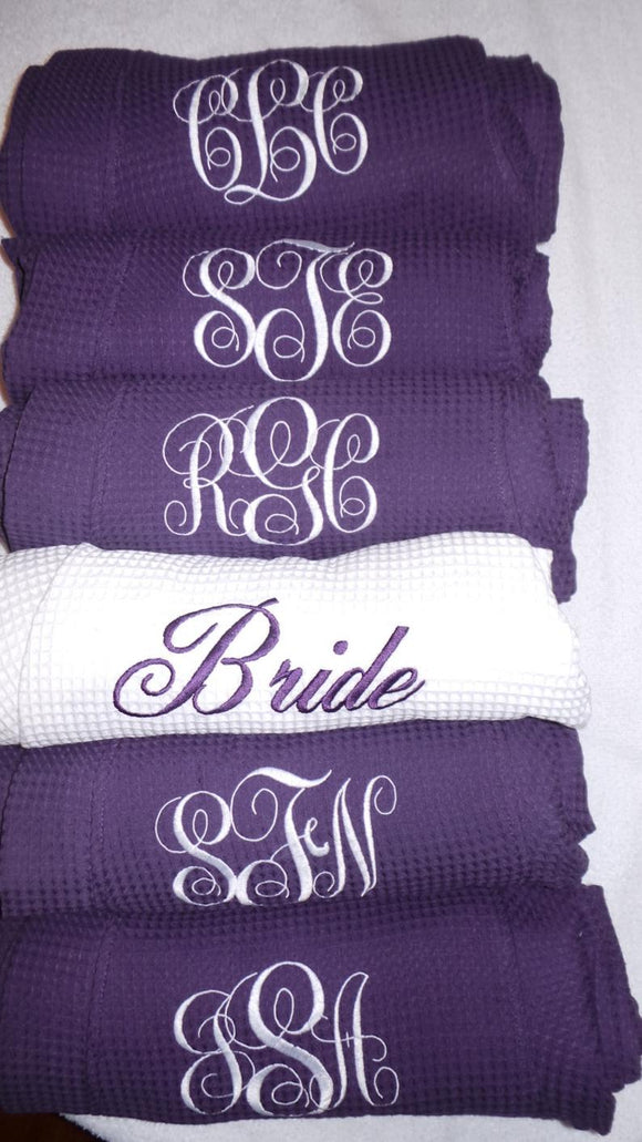 MONOGRAM WAFFLE KIMONO PURPLE ROBE