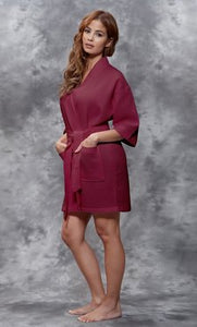MONOGRAM WAFFLE KIMONO WINE ROBE
