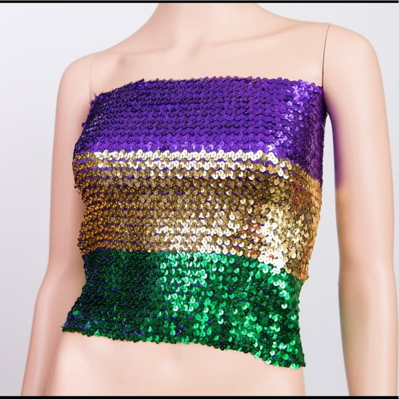 MARDI GRAS SEQUIN TUBE TOP