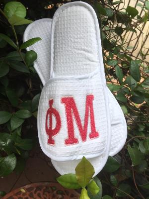 SORORITY EMBROIDERED WAFFLE SLIPPERS