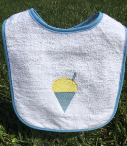 EMBROIDERED BLUE SNOWBALL TERRY  BIB
