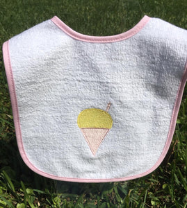 EMBROIDERED PINK SNOWBALL TERRY  BIB