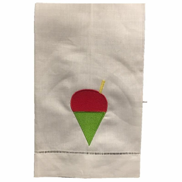 EMBROIDERED LINEN HAND TOWEL CHERRY FLAVOR SNOWBALL
