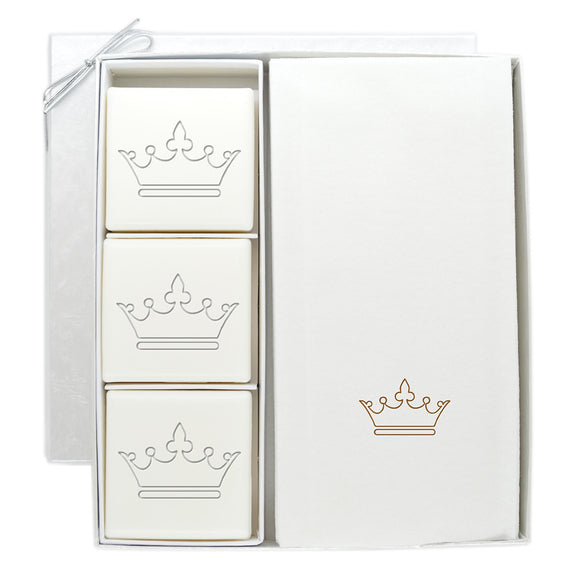 SOAP AND LINEN LIKE GUEST TOWEL SET CROWN