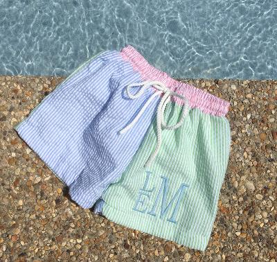 Pink and Blue Check Monogram Trunks