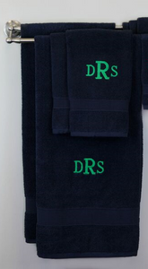 EMBROIDERED BATH TOWEL 8PC NAVY SET