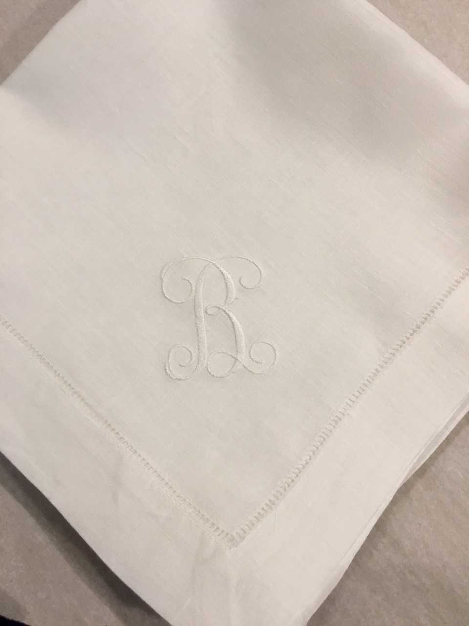 White Linen Napkin, Home Goods, monogrammed by Initially London